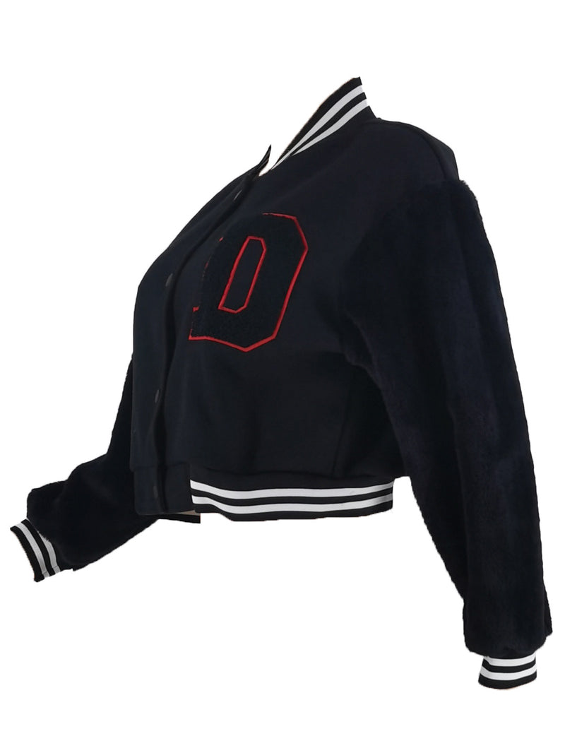 D Letter Print Baseball Jacket Coat ZDF 31326