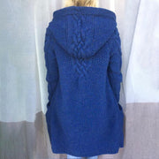 Plus Size Hooded Single Breasted Knit Long Sleeve Coat GBLH 3355