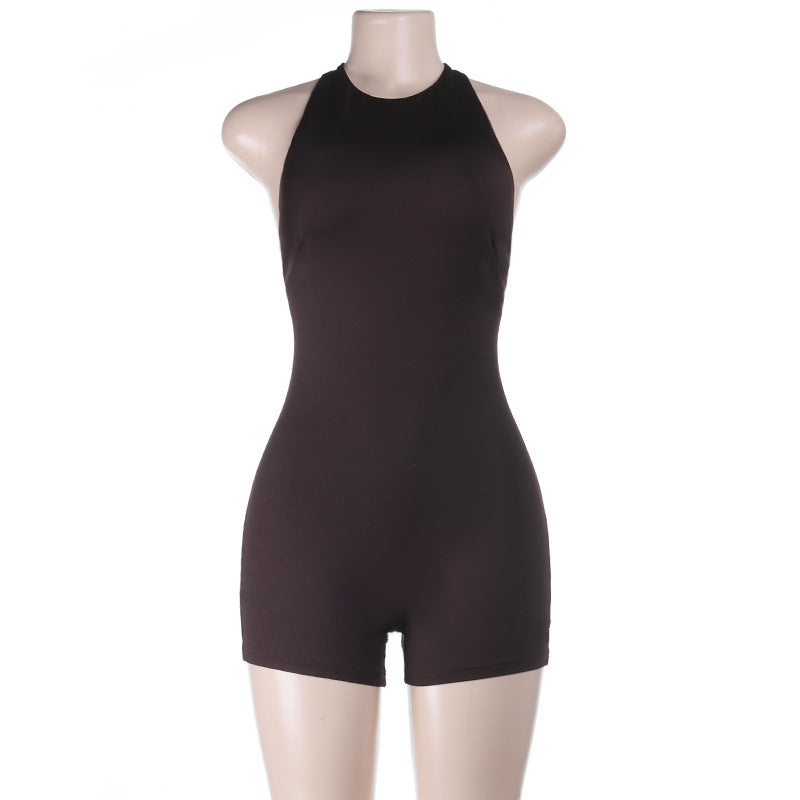Sleeveless Backless Halterneck Romper FL XY25453PFO