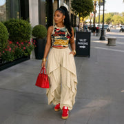 Asymmetric Layered Ruffle Casual Pants SH 391691
