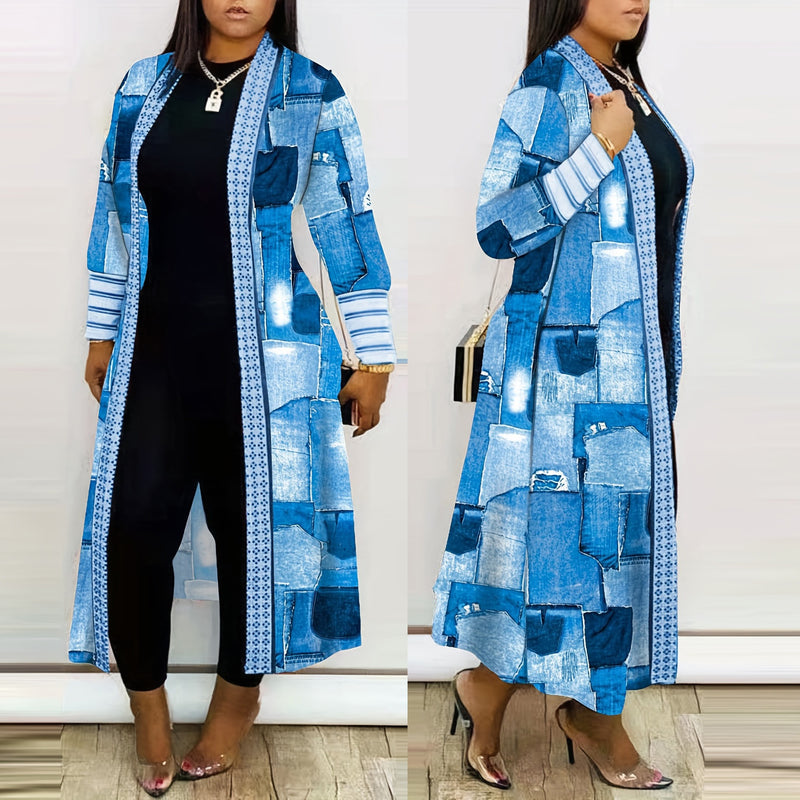 Fashion Print Long Sleeve Long Cardigan XHSY 19611