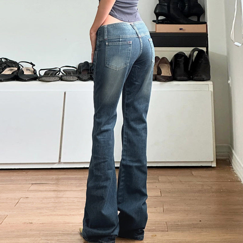 Vintage Low Rise Button Jeans GQLF 6666
