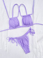 Solid Color Tie Up Two Piece Bikinis Swimsuit CASF 6613