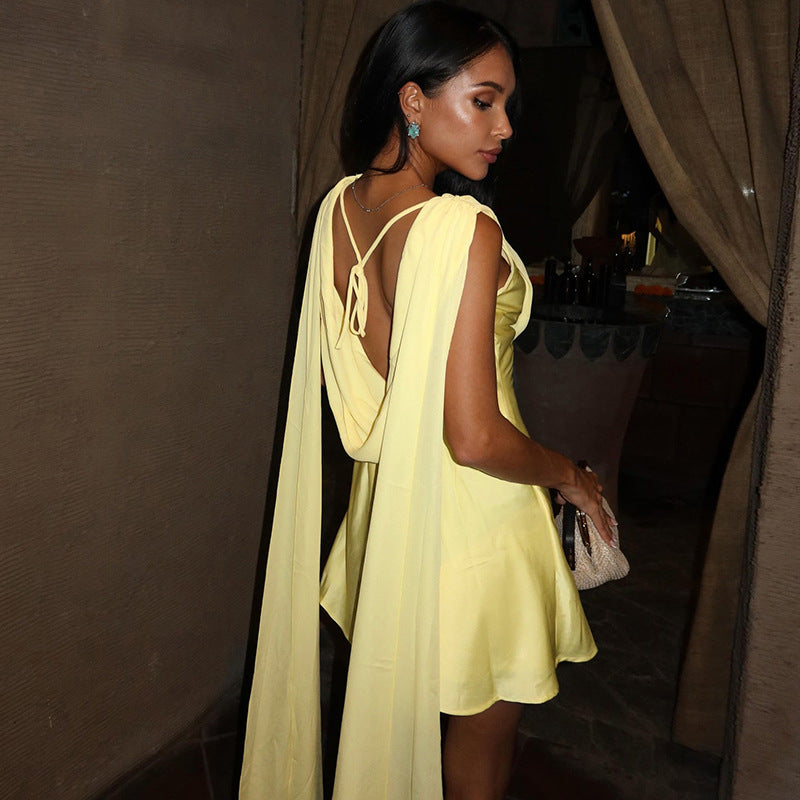 Solid Color Sleeveless Mini Dress GZJQ K6D10144A