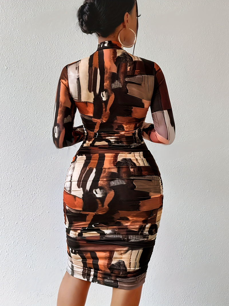 Long Sleeve Print Slim Bodycon Dress GFMA 0421