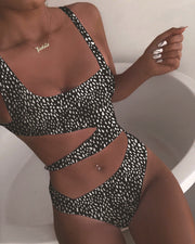 Sexy Hollow Out Bikini One Piece Swimsuit CASF 8971