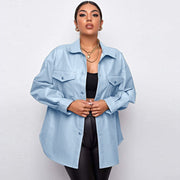PU Leather Lapel Shirt Coat GPBY 1441