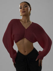 Long Sleeve V Neck Knits Sweater GQNF Y00255CM