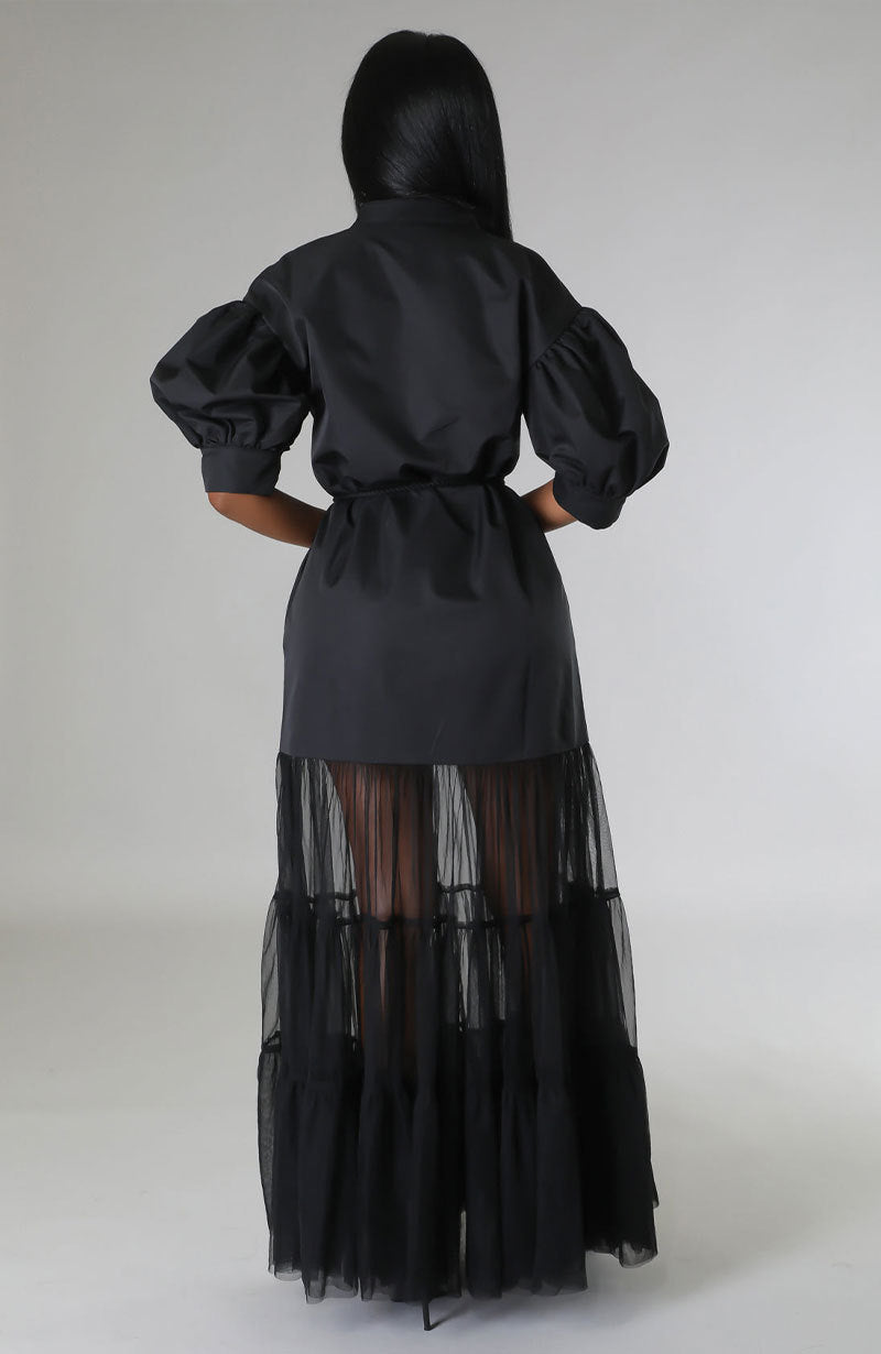 Solid Color Mesh Patchwork Shirt XHXF 949