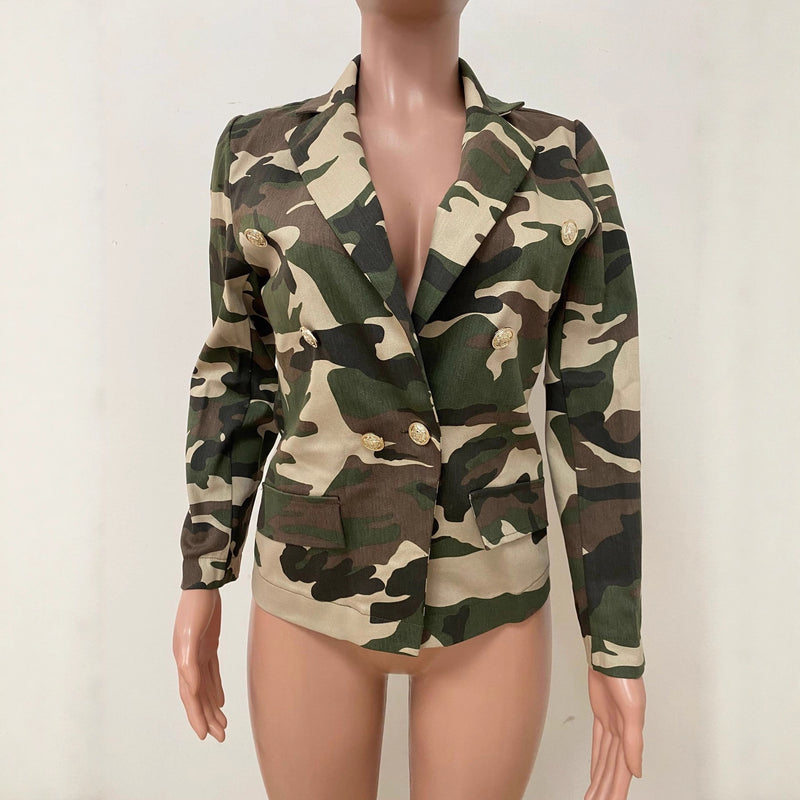 Lapel Camouflage Print Short Blazer Coat LSD 2620