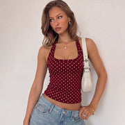 Polka Dot Print Halterneck Tank Top LJSF T6521677X