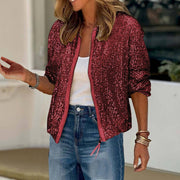 Fashion Sequin Long Sleeve Zipper Coat GOSD OM10228