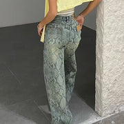 Snake Print Straight Jeans GQLF 1627