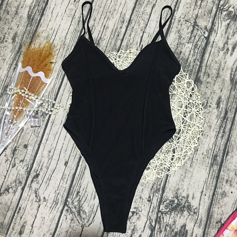 Black Mesh Sexy Bikini One Piece Swimsuit CASF 8763