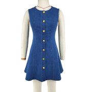 Sleeveless Single Breasted Button Mini Dress GDAM 218999
