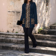 Casual Fleece Leopard Patchwork Hooded Coats OMY 12022