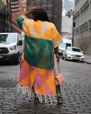 Casual Color Blocking Tassel Knit Coat TR 1291