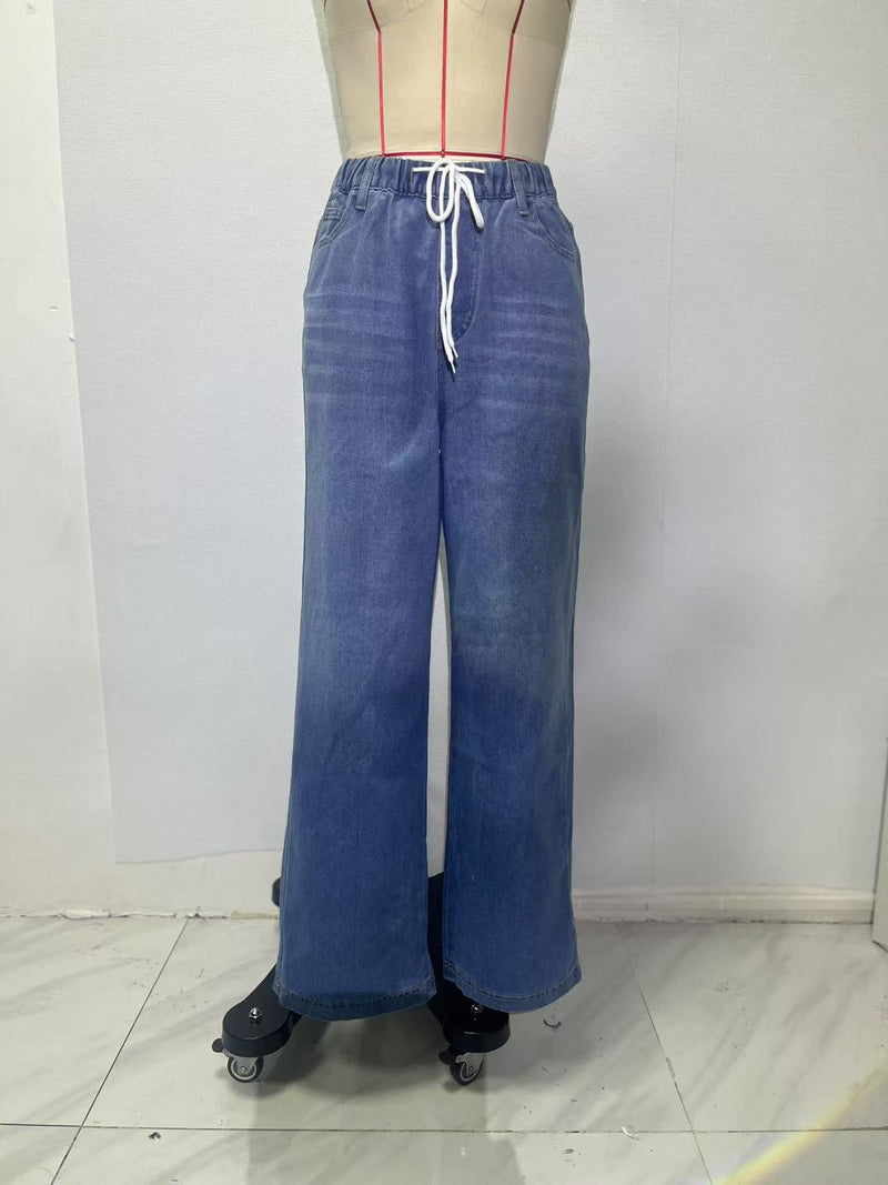 Loose Drawstring Wide Leg Jeans GMYT 9111