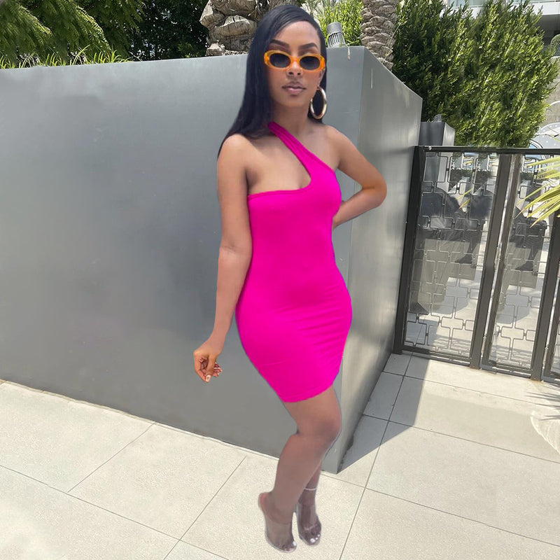Sexy Solid Off Shoulder Irregular Bodycon Dress SFY 2126