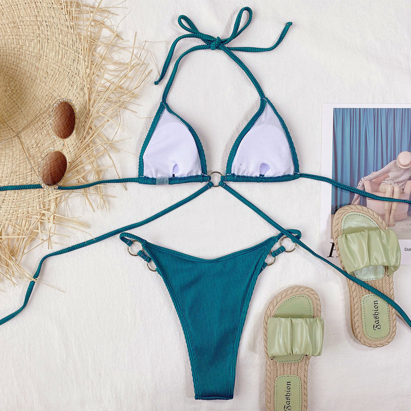 Sexy Solid Color Halter Neck Swimsuit CSYZ B290