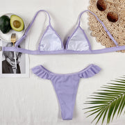 Sexy Ruffle Solid Swimsuit Two Piece Sets CSYZ B242W