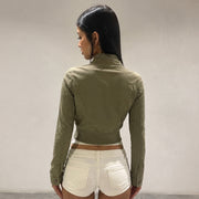 Solid Color Zipper Long Sleeve Jackets GPKJ MR51438