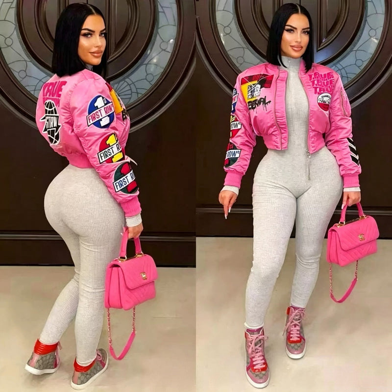 VIP1 Letter Print Long Sleeve Jackets YNSF 8037