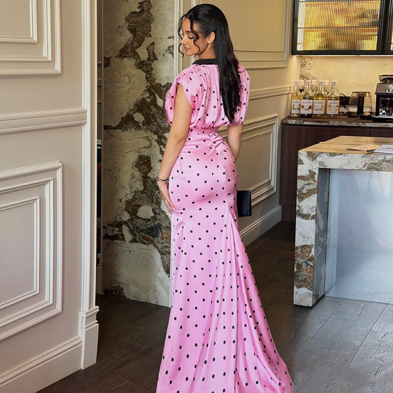 Polka Dot Print Sleeveless Maxi Dress XEF K6D10158A