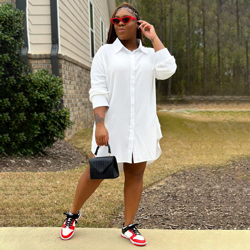 Plus Size Solid Color Long Sleeve Shirt BMF 0303