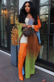 Casual Color Block Loose Knits Long Coat TR 1320