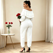 Plus Size One Shoulder Long Sleeve Knits Jumpsuit QMZF 1909