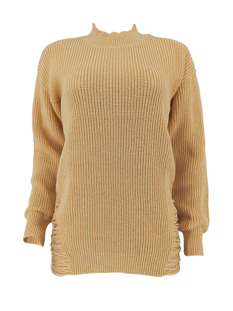 Hollow Out Solid Color Sweater ZDF 31380