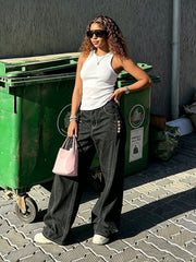 Plus Size Washed Wide Leg Jeans GYLN 0127