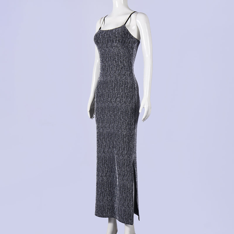 U Neck Solid Color Sling Maxi Dress GNZD 11867