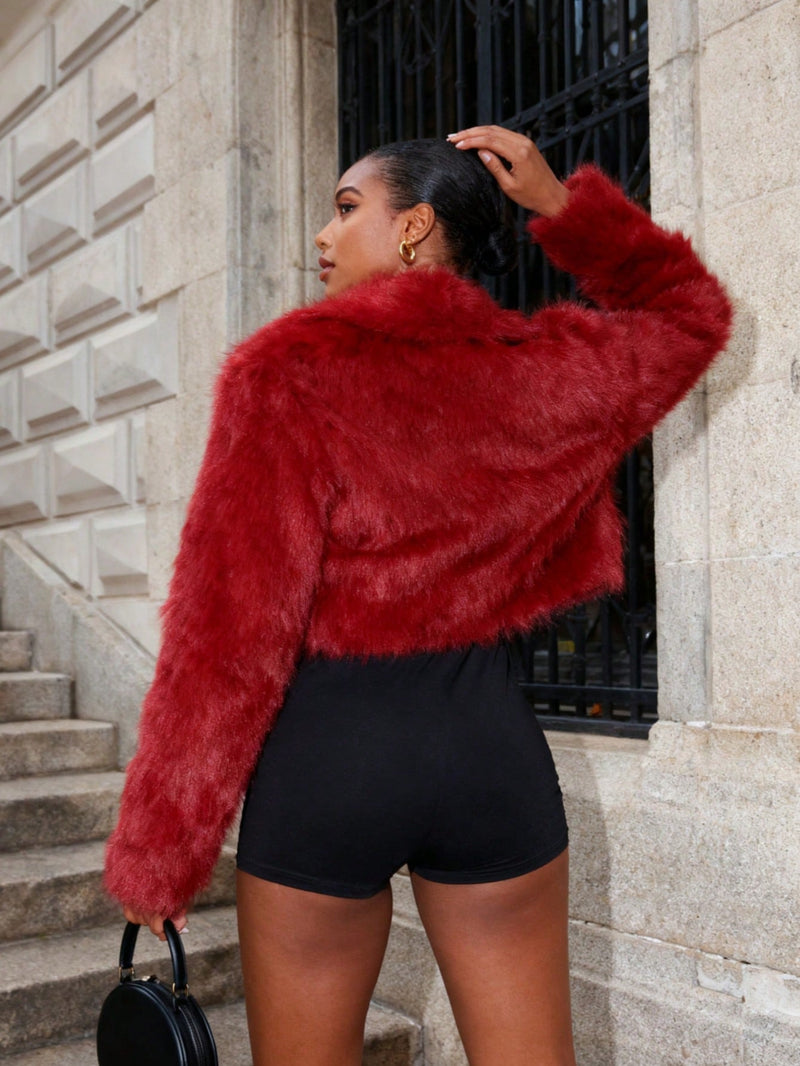 Faux Fur Collar Long Sleeve Short Jacket SH 391330