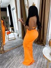 Sleeveless Solid Color Ruched Maxi Dress BMF 862