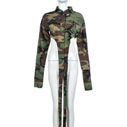 Camouflage Print Sexy Waistless Irregular Coat GNZD 7978TG