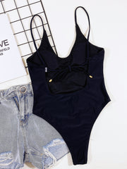 Solid Color Backless One Piece Swimsuit CSYZ B534Q