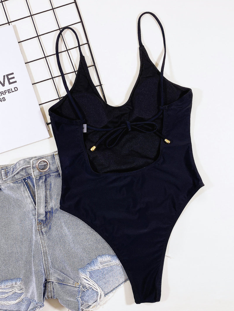 Solid Color Backless One Piece Swimsuit CSYZ B534Q