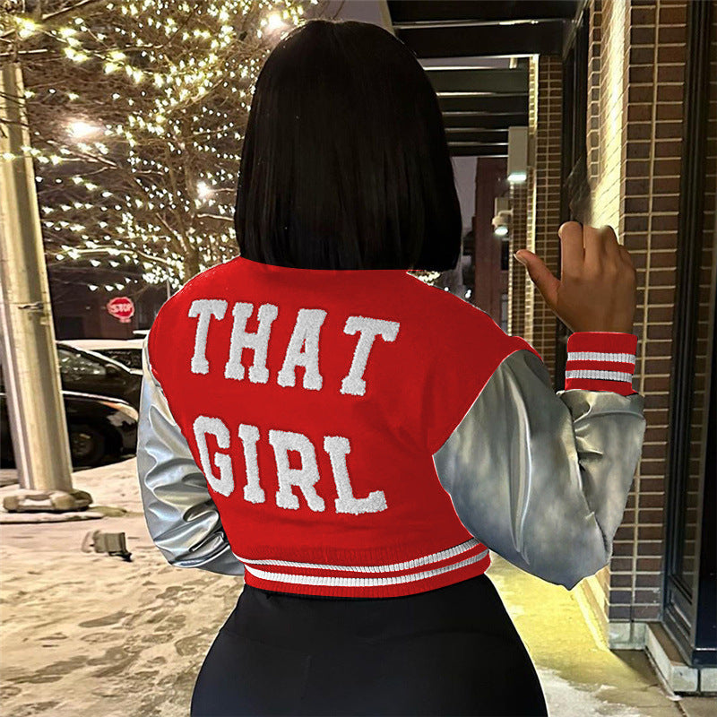 Fashion Embroidery Splicing Slim Baseball Jacket IV 8431