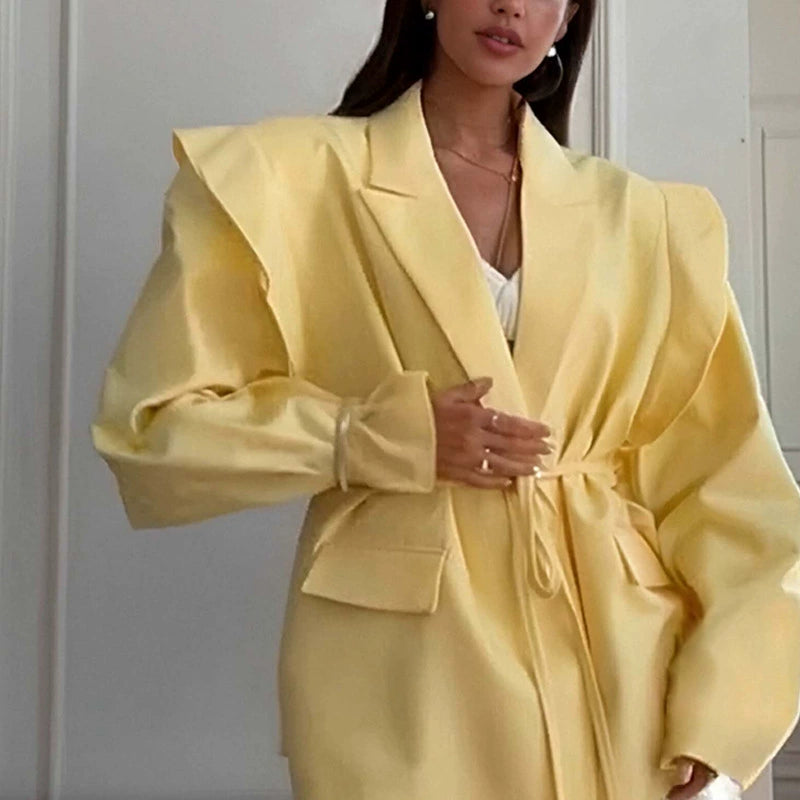 Plus Size Tie Up Loose V Neck Coats GHHE 29782