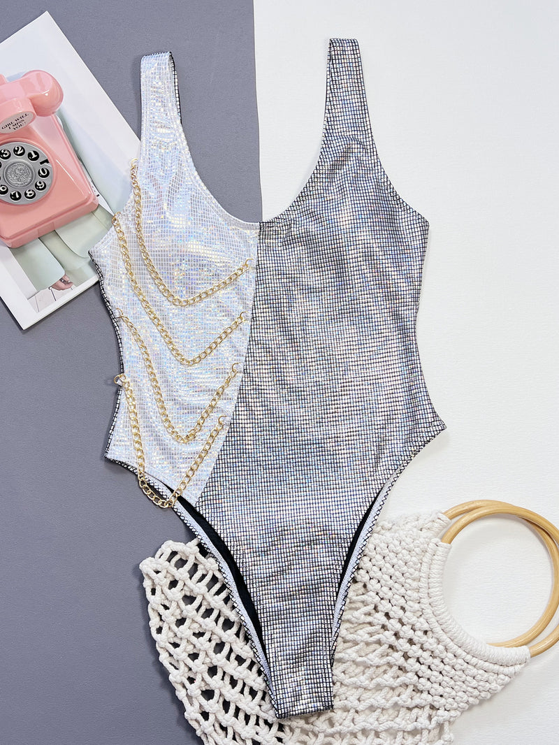 Sexy Chain One Piece Swimsuit CSYZ D107RY