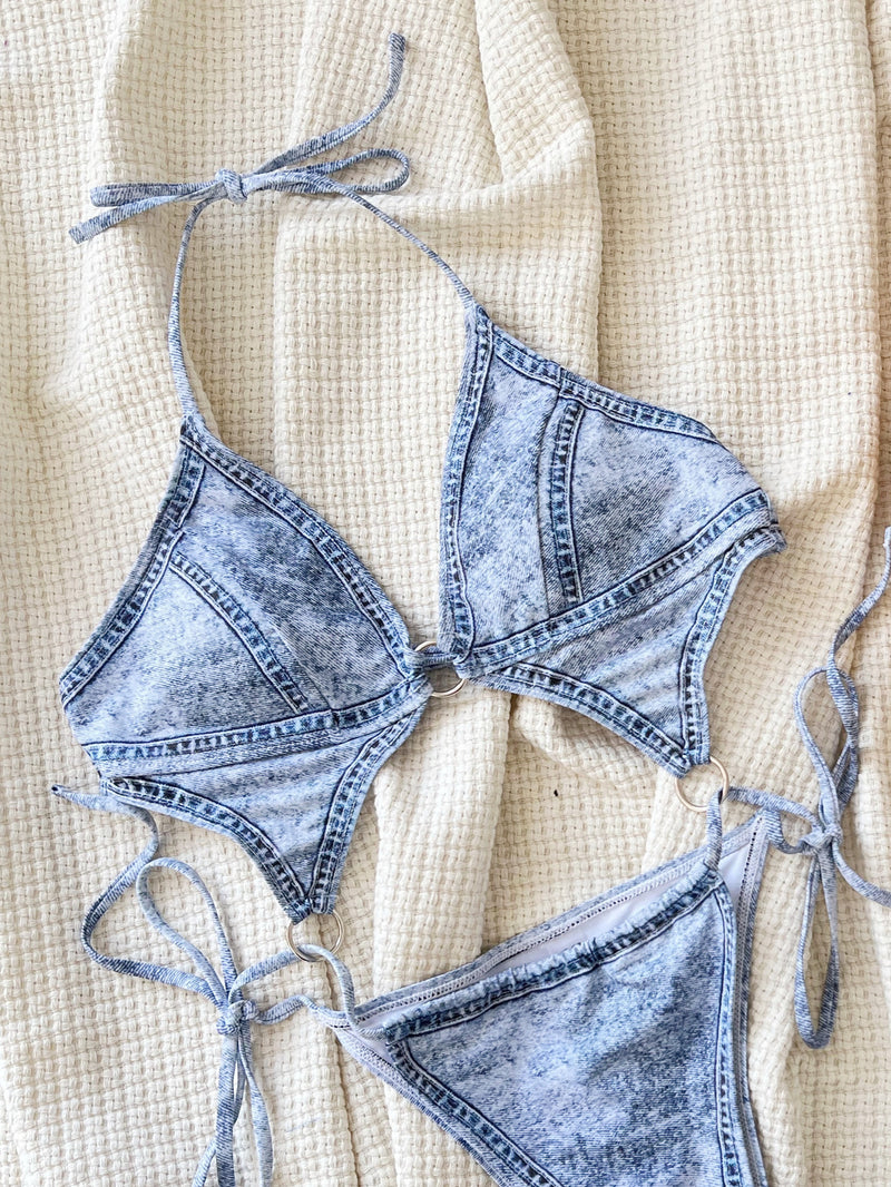 Sexy Denim Print One Piece Swimsuit CSYZ 968