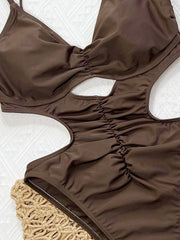 Solid Color Hollow Out One Piece Swimsuit CSYZ 337