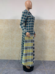 Fashion Casual Plaid Splice Lapel Long Shirts GLF 8082