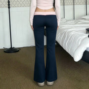 Contrast Color Drawstring Micro Flare Pants GPKJ MR49368