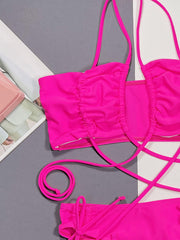 Solid Color Strappy Sexy Swimsuit 2 Piece CSYZ D29W