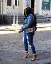 Fashion Double Breasted Denim Jacket Coats ZSD 0614