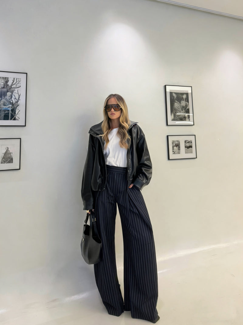 Solid Color High Waist Wide Leg Pants QODY 6074