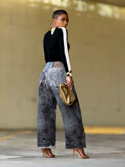 Plus Size Fashion Patchwork Loose Jeans GYLN 1173